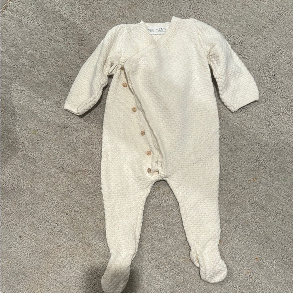 Zara Cream Footie One Piece with Built-in Feet